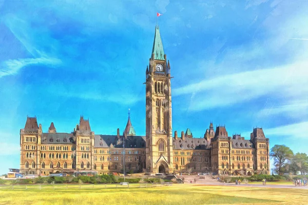 Palazzo del Parlamento pittura colorata, Ottawa, Ontario Canada. — Foto Stock