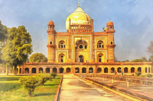 Tomba di Safdar Jang dipinto colorato, 1754, Delhi, India. — Foto Stock