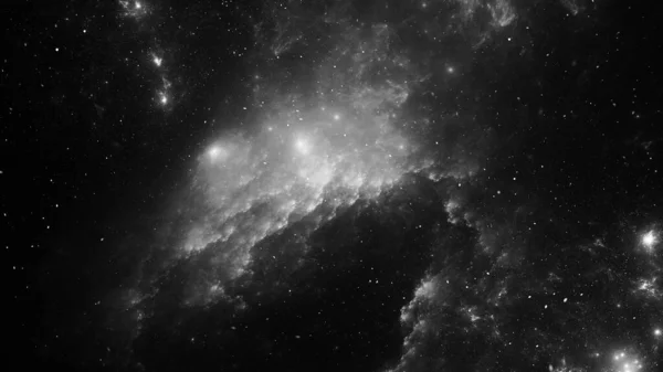 Абстрактная монохромная фрактальная иллюстрация выглядит как красивые галактики. — стоковое фото
