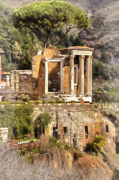 Hermosa vista sobre el Templo de Vesta pintura colorida se parece a la imagen — Foto de Stock