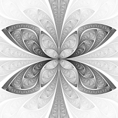 Yaratıcı tasarım için tek renkli soyut fraktal çizim.