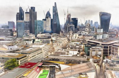 Londra 'nın renkli güzel şehir manzarası resme benziyor.