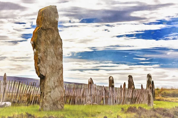 Standing stones of Stenness colorful painting looks like picture — Stock Photo, Image