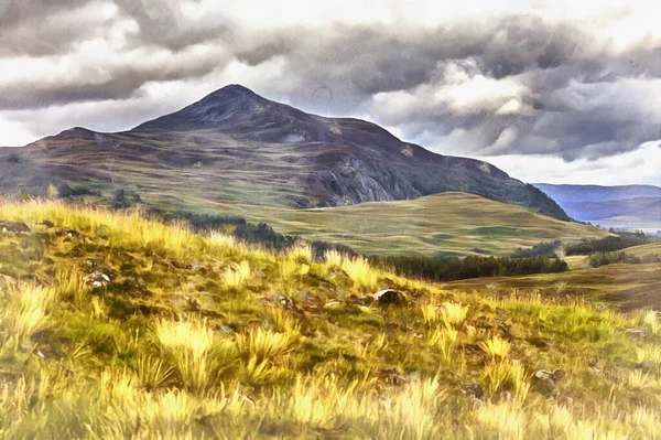 苏格兰苏格兰高地风景与山地彩绘. — 图库照片
