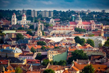 Litvanya 'nın başkenti Vilnius' un hava manzarası.