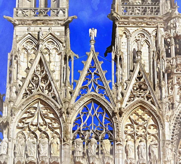 Rouen katedrála barevné malby vypadá jako obrázek — Stock fotografie