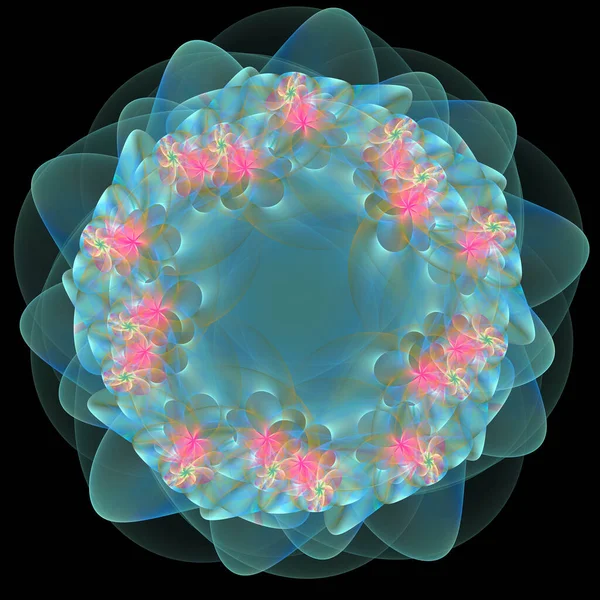Abstract fractal illustration for creative design looks like flower on black background. — Stock Photo, Image
