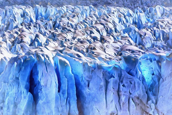 Widok na Perito Moreno Lodowiec kolorowe malarstwo — Zdjęcie stockowe