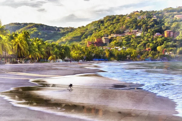 La Barrita strand kleurrijk schilderij ziet eruit als foto, Mexico. — Stockfoto