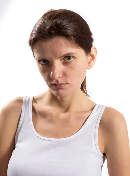 Emotional portrait of beautiful longhaired young woman — Stock Photo, Image