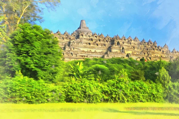 Цветная картина буддийского храма Махаяны похожа на картину — стоковое фото