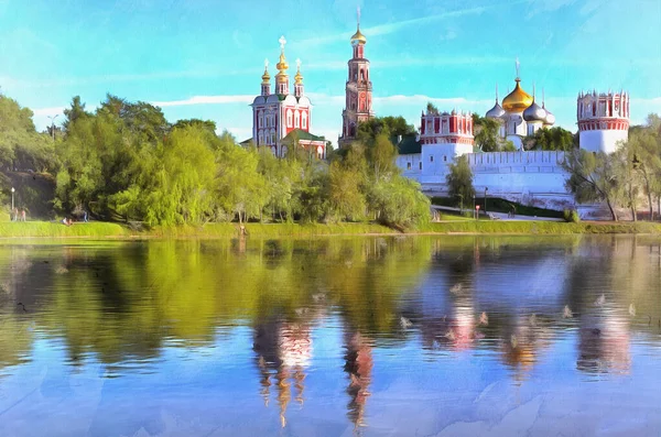 Nowodewitschij Kloster bunte Malerei sieht aus wie Bild — Stockfoto