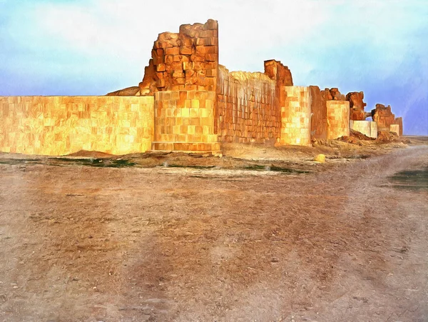 Ancienne forteresse ruines peinture colorée ressemble à l'image — Photo