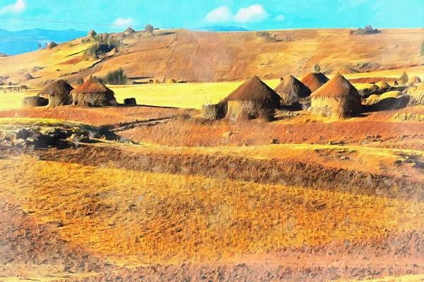 Vista de la pintura colorida pueblo tradicional — Foto de Stock