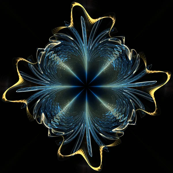 Αφηρημένη fractal εικόνα για δημιουργικό σχεδιασμό μοιάζει με λουλούδι σε μαύρο φόντο. — Φωτογραφία Αρχείου