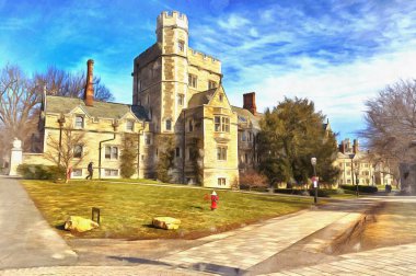 Eski kasaba binası renkli resim gibi görünüyor...