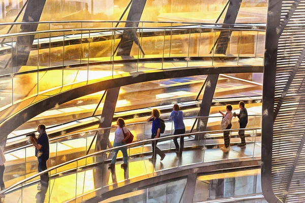 Gass koepel van Reichstag gebouw interieur kleurrijke schilderij ziet eruit als foto — Stockfoto