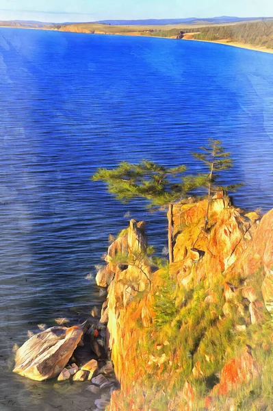 Olkhon νησί τοπίο πολύχρωμη ζωγραφική μοιάζει με εικόνα — Φωτογραφία Αρχείου