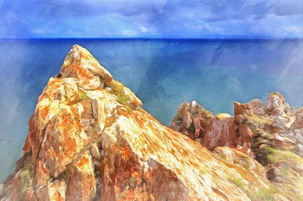 Kleurrijk schilderij van Olkhon eiland — Stockfoto