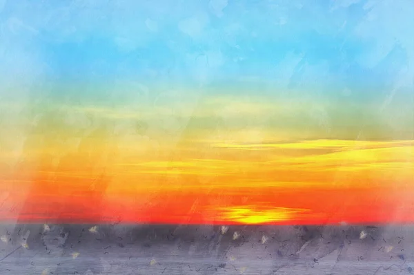 Beautiful sea sunset colorful painting looks like picture. — Stock Photo, Image