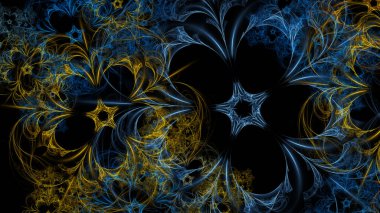 Yaratıcı tasarım için soyut fraktalın 3 boyutlu çizimi çiçek gibi görünüyor.