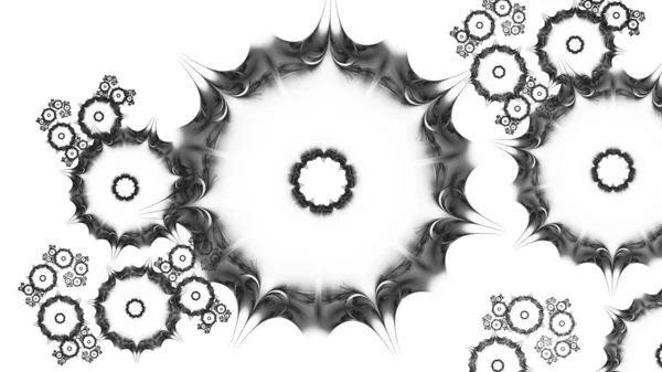 3D-Illustration von monochromen abstrakten Fraktalen für kreatives Design auf weißem Hintergrund. — Stockfoto