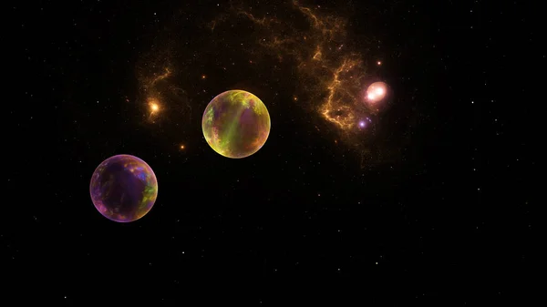Illustrazione 3D di frattale astratto sembra pianeti — Foto Stock