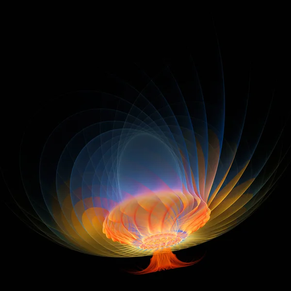 3D ilustracja abstrakcyjnego fraktalu dla kreatywnego projektu wygląda jak meduza — Zdjęcie stockowe