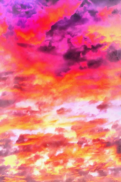 Clouds on sunset sky colorful painting — Stock Photo, Image