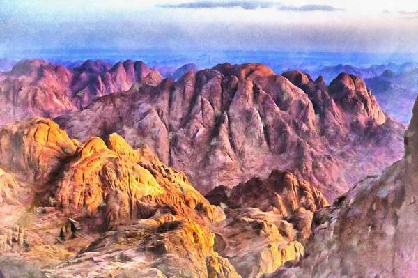 埃及西奈山风景秀丽的山水画看起来像一幅画. — 图库照片