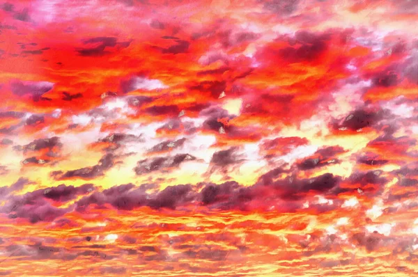 Nuages sur le coucher du soleil ciel peinture colorée ressemble à l'image. — Photo