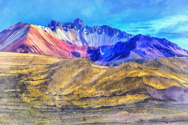玻利维亚Uyuni盐滩，风景秀丽，山谷画色彩艳丽. — 图库照片