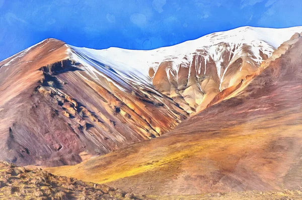 Όμορφο τοπίο τοπίο με κοιλάδα του βουνού πολύχρωμη ζωγραφική, Άνδεις, Laguna Canapa, Βολιβία. — Φωτογραφία Αρχείου