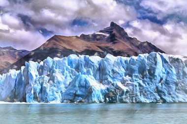 Los Glaciares Ulusal Parkı 'ndaki manzara manzarası çizime benziyor.