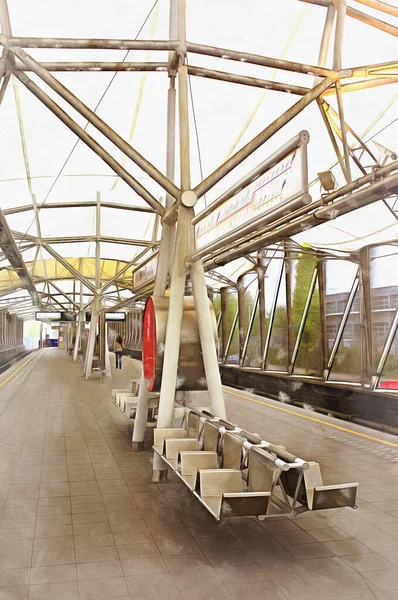 Brüsseler U-Bahn-Station bunte Malerei sieht aus wie Bild, Belgien. — Stockfoto