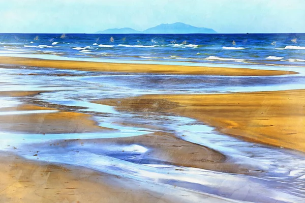 Playa del mar del sur de China pintura colorida parece imagen, Vietnam. — Foto de Stock