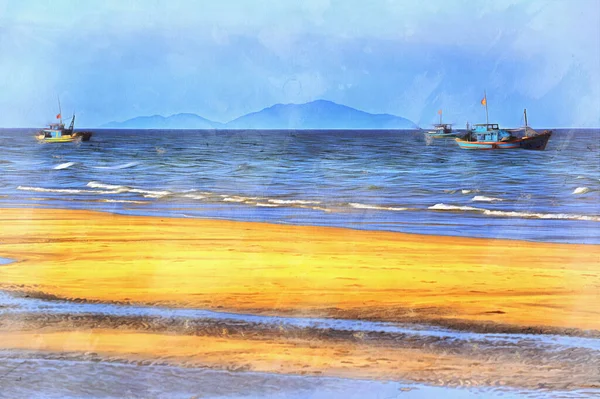 Playa del mar del sur de China pintura colorida parece imagen, Vietnam. — Foto de Stock