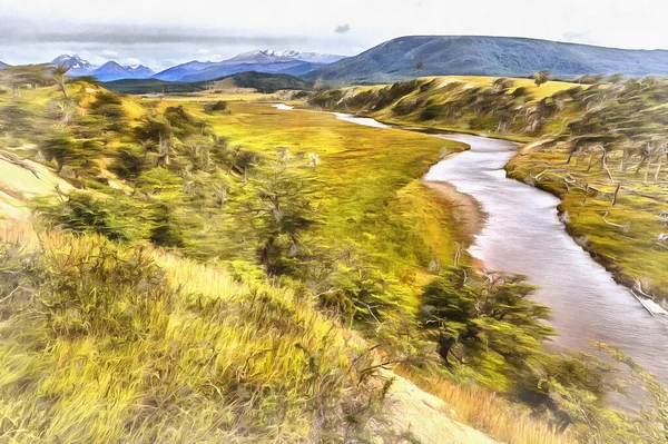 Tierra del Fuego Εθνικό πάρκο πολύχρωμο ζωγραφική μοιάζει με εικόνα, Αργεντινή. — Φωτογραφία Αρχείου