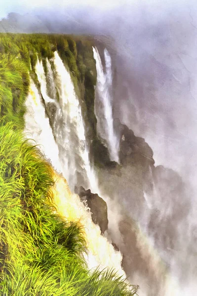 Cataratas do Iguaçu pintura colorida se parece com imagem, Argentina. — Fotografia de Stock