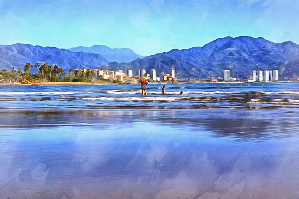 Hermoso paisaje de una playa colorida pintura, playa de Boca de Tomates, Puerto Vallarta, México. —  Fotos de Stock