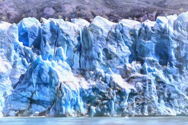 Perito Moreno Buzul renkli resim gibi görünüyor, Los Glaciares Ulusal Parkı, Patagonya, Arjantin