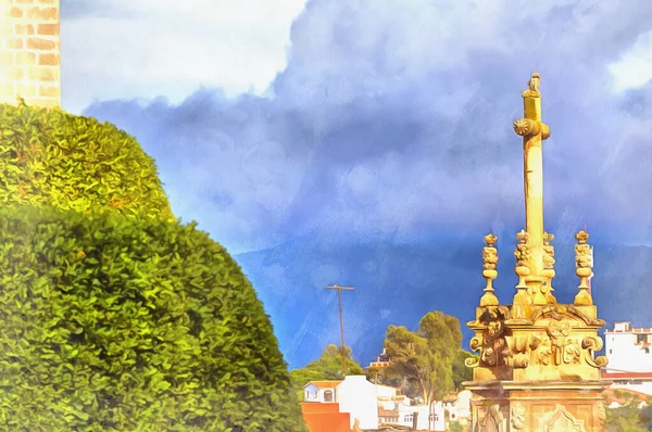 산타 프리 스카 교회의 화려 한 그림은 사진처럼 보인다 , Taxco Mexico. — 스톡 사진