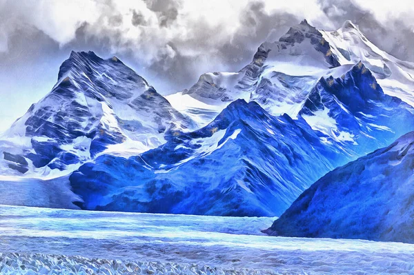 Paisaje de montaña en el Parque Nacional Los Glaciares parece dibujo, Argentina. —  Fotos de Stock