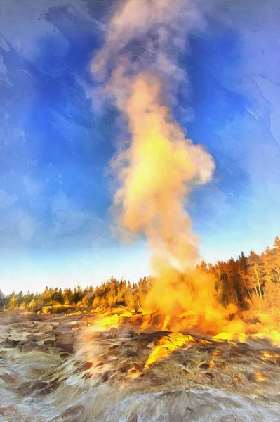 Norris Geyser Basin dipinto colorato assomiglia immagine, Parco Nazionale di Yellowstone, Stati Uniti. — Foto Stock