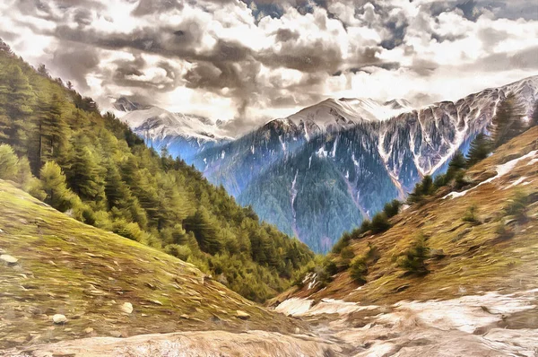 Scenary Berglandschaft bunte Malerei, Jammu und Kaschmir, Indien. — Stockfoto