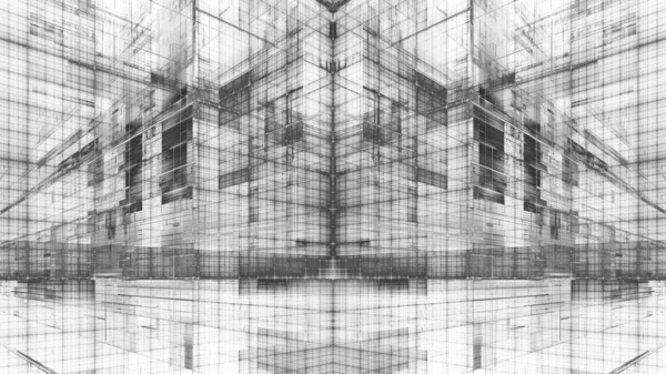 3D ilustrace abstraktního fraktního fraktálu pro kreativní design vypadá jako moderní městská technostruktura. — Stock fotografie