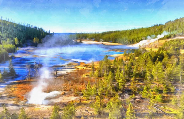 Pittura colorata Obsidian Creek assomiglia immagine, Parco Nazionale di Yellowstone, Stati Uniti. — Foto Stock