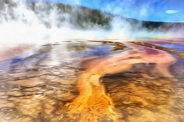 Grande pittura colorata primavera prismatica assomiglia immagine, Parco Nazionale di Yellowstone, Stati Uniti d'America. — Foto Stock