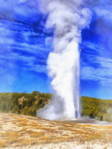 Vecchio Fedele geyser pittura colorata assomiglia immagine, Parco Nazionale di Yellowstone, Stati Uniti d'America. — Foto Stock