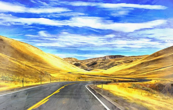 Wyoming Highway pintura colorida se parece a la imagen — Foto de Stock